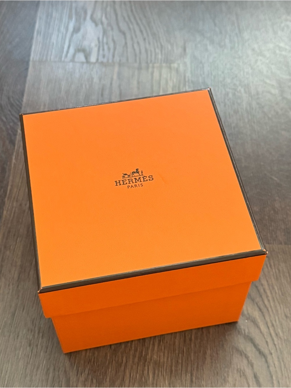 Hermès Orange Box with Brown Trim and Logo